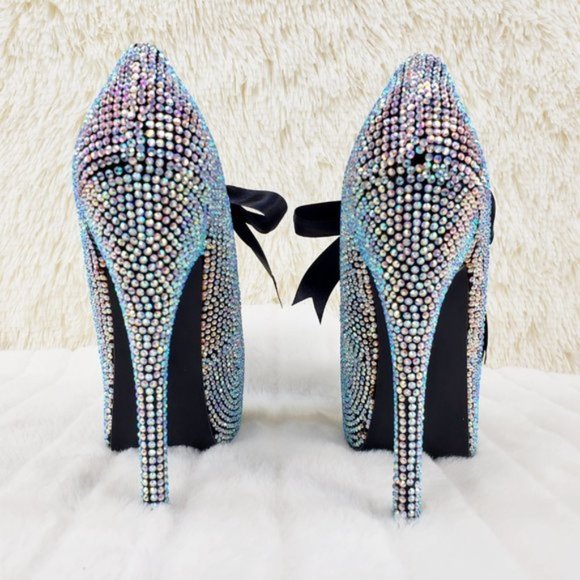 Bordello Iridescent Rhinestone High Heel Platform Shoes - Picture 6 of 12